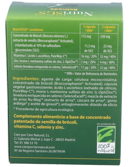 100% Natural Nutrisgs 60 Vcaps