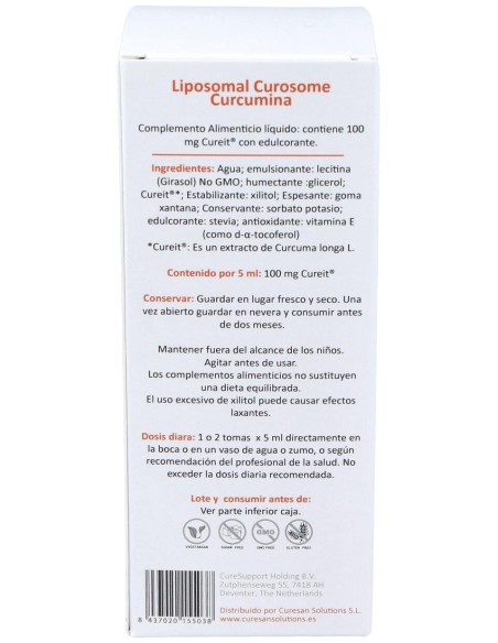 Curesupport Liposomal Curosome Cureit Curcumin 250Ml