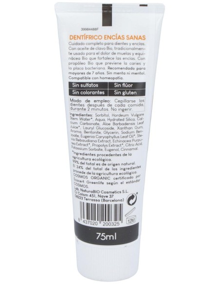 Dentifrico Encias Sanas Propoleo-Clavo 75Ml. Bio
