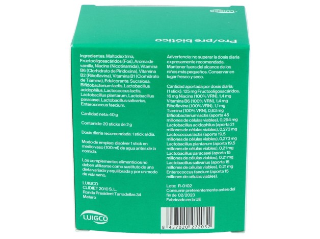 Luigco Prolic Pre Probiotico 20 Sobres
