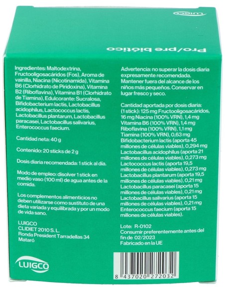 Luigco Prolic Pre Probiotico 20 Sobres