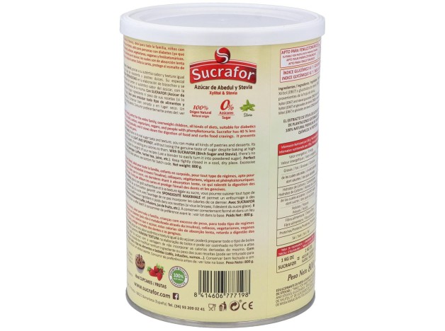 Sucrafor (Azucar De Abedul Y Stevia) 800Gr