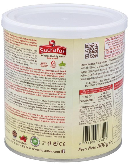 Sucrafor (Azucar De Abedul Y Stevia) 500Gr