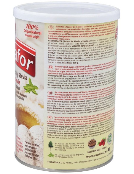 Sucrafor (Azucar De Abedul Y Stevia) 800Gr