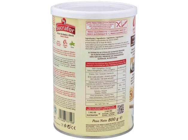 Sucrafor (Azucar De Abedul Y Stevia) 800Gr