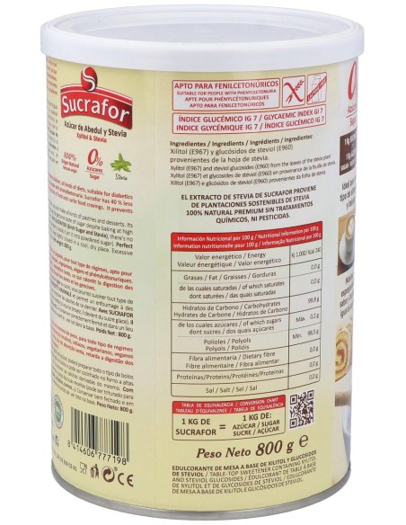 Sucrafor (Azucar De Abedul Y Stevia) 800Gr