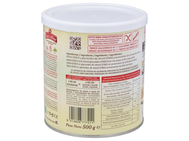 Sucrafor (Azucar De Abedul Y Stevia) 500Gr