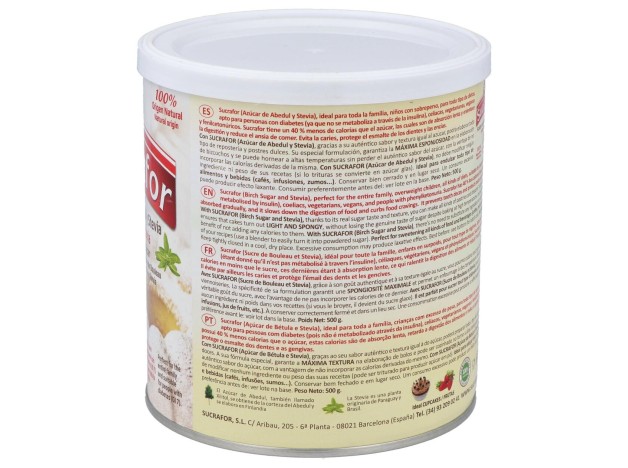 Sucrafor (Azucar De Abedul Y Stevia) 500Gr