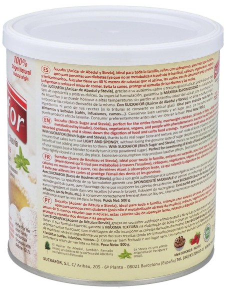 Sucrafor (Azucar De Abedul Y Stevia) 500Gr