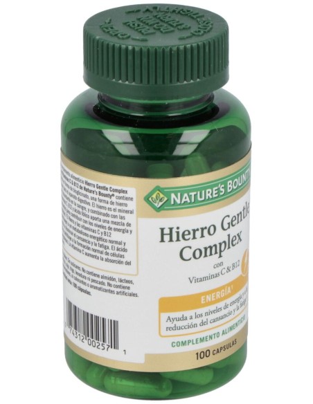 Nature'S Bounty Hierro Gentle Complex Con Vit C %26 B12 100 Cáps.
