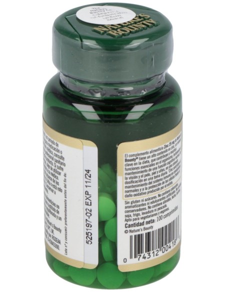 Zinc 25 Mg 100 Comprimidos Recubiertos