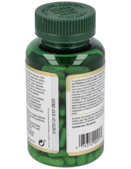 Nature'S Bounty Hierro Gentle Complex Con Vit C %26 B12 100 Cáps.