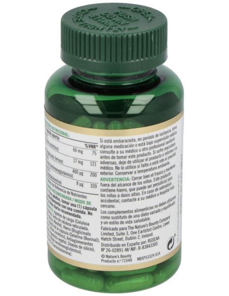 Nature'S Bounty Hierro Gentle Complex Con Vit C %26 B12 100 Cáps.