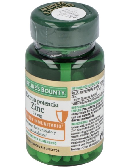 Zinc 25 Mg 100 Comprimidos Recubiertos