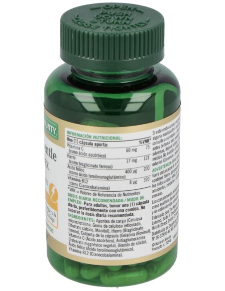 Nature'S Bounty Hierro Gentle Complex Con Vit C %26 B12 100 Cáps.