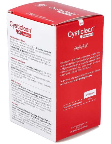 Cysticlean 240 Mg Pac, 60 Cápsulas