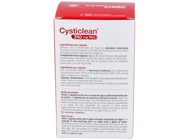Cysticlean 240 Mg Pac, 60 Cápsulas