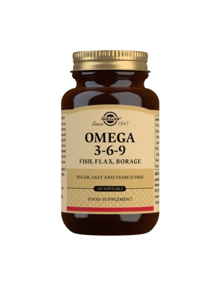Solgar Omega 3-6-9 120 Cápsulas Blandas Aceite de Pescado, Lino y Borraja