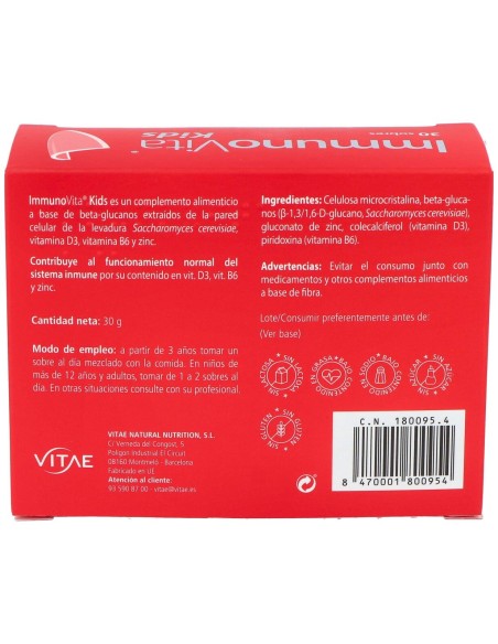 Vitae Inmunovita Kids, 30 Sobres