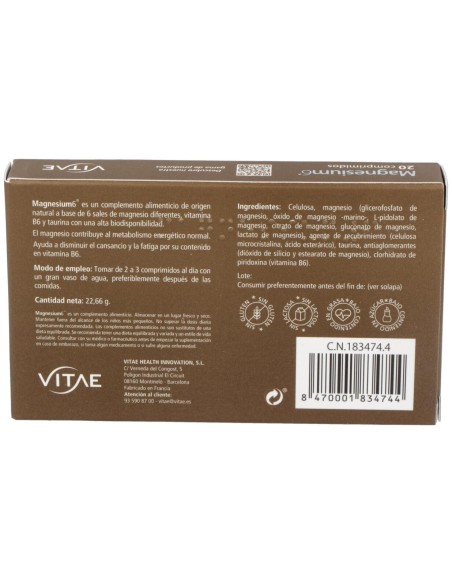Vitae Magnesium6 20Comp