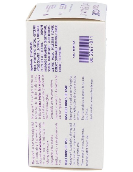 Mucogyne Gel Íntimo No Hormonal 8 Unidades X 5Ml