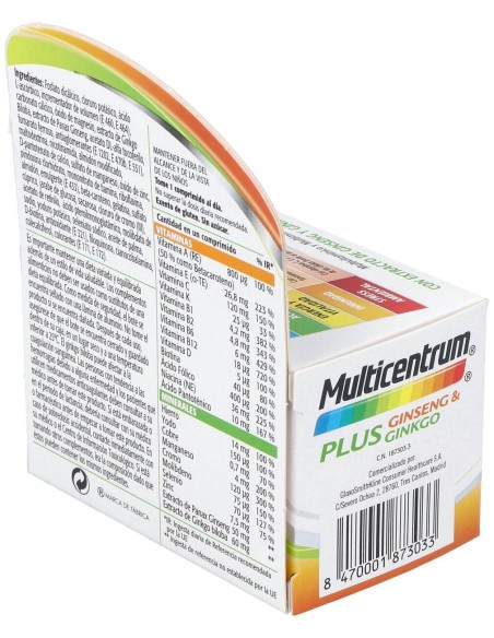Multicentrum Plus Ginseng %26 Ginkgo, 30 Comprimidos