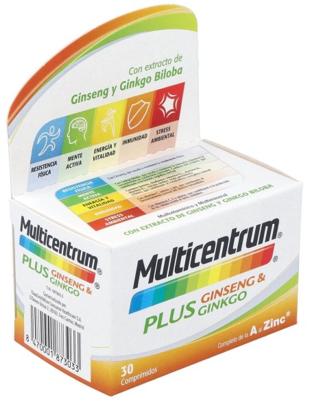 Multicentrum Plus Ginseng %26 Ginkgo, 30 Comprimidos