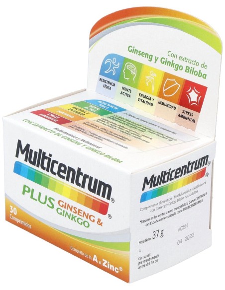 Multicentrum Plus Ginseng %26 Ginkgo, 30 Comprimidos