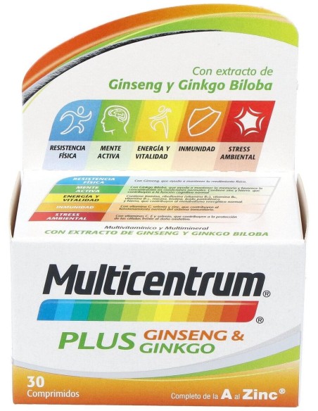 Multicentrum Plus Ginseng %26 Ginkgo, 30 Comprimidos