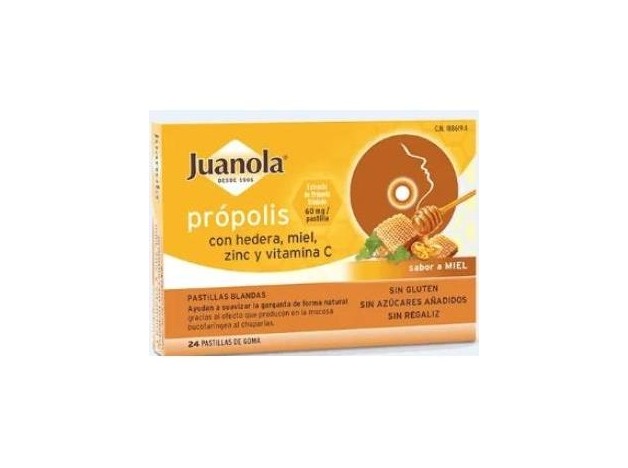 Juanola Própolis Sabor Miel + Hiedra, 24 Pastillas