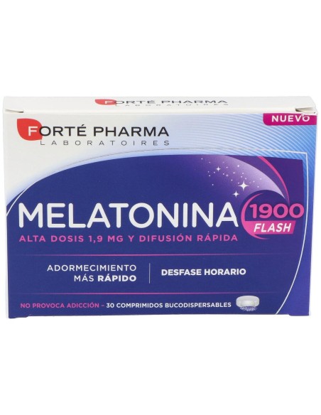Melatonina 1900 Flash Adormecimiento Más Rápido 30 Comprimidos