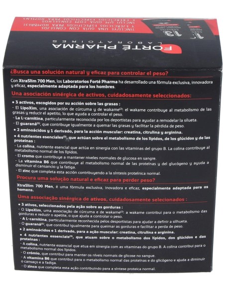 Forté Pharma Xtraslim 700 Men Quemador De Grasas, 120 Cápsulas