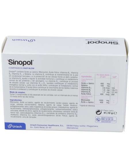 Sinopol Comprimidos Fast-Slow 30 U