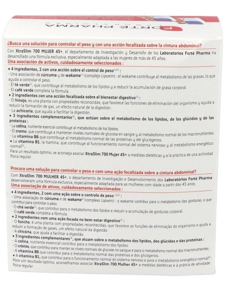 Xtraslim 700 Mujer 45+ Quemador De Grasas 120 Cápsulas