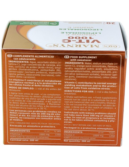 Marnys Vit-C 1000 Vitamina C Liposomada 20X10Ml