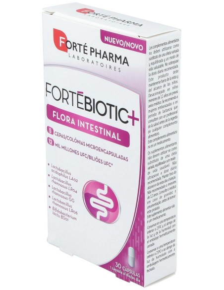 Forté Pharma Fortébiotic+ Flora Intestinal, 30 Cápsulas