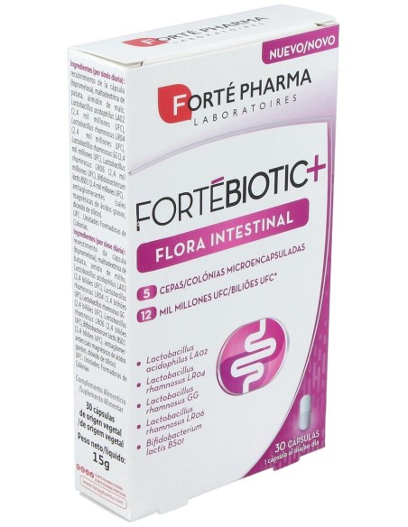 Forté Pharma Fortébiotic+ Flora Intestinal, 30 Cápsulas