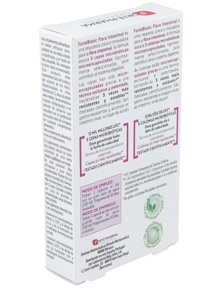 Forté Pharma Fortébiotic+ Flora Intestinal, 30 Cápsulas