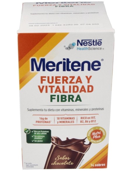 Meritene Fuerza Y Vitalidad Fibra Sabor Chocolate Batidos 14Uds