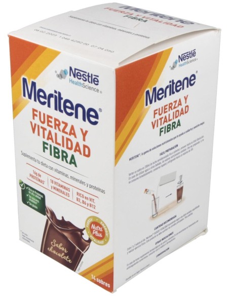 Meritene Fuerza Y Vitalidad Fibra Sabor Chocolate Batidos 14Uds