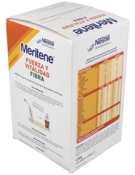 Meritene Fuerza Y Vitalidad Fibra Sabor Chocolate Batidos 14Uds
