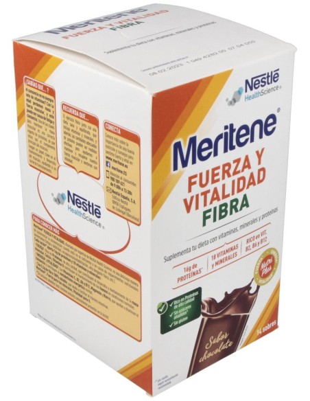 Meritene Fuerza Y Vitalidad Fibra Sabor Chocolate Batidos 14Uds