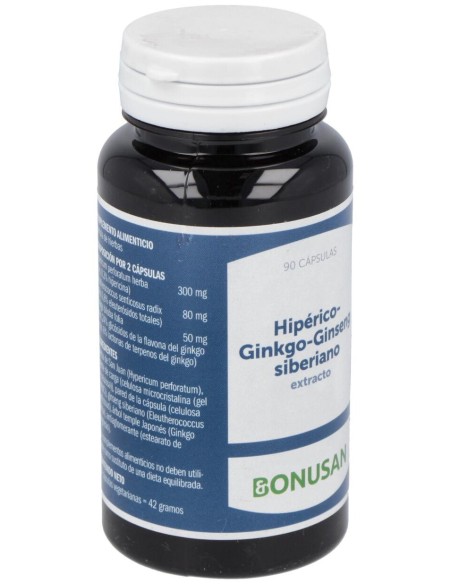Hiperico-Ginkgo-Ginseng Siberiano Extracto 90Vcap.