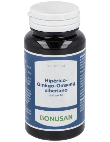 Hiperico-Ginkgo-Ginseng Siberiano Extracto 90Vcap.