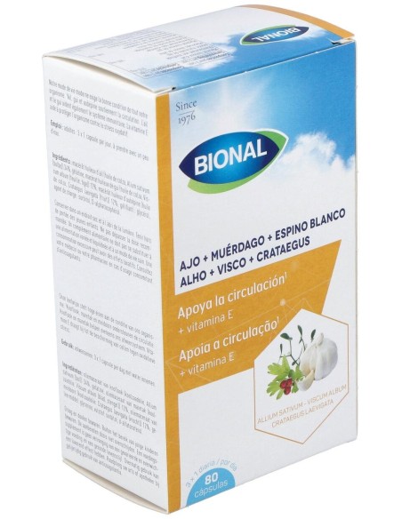 Bional Ajo+Muérdago+Espino Blanco+Vitamina E 80 Cápsulas