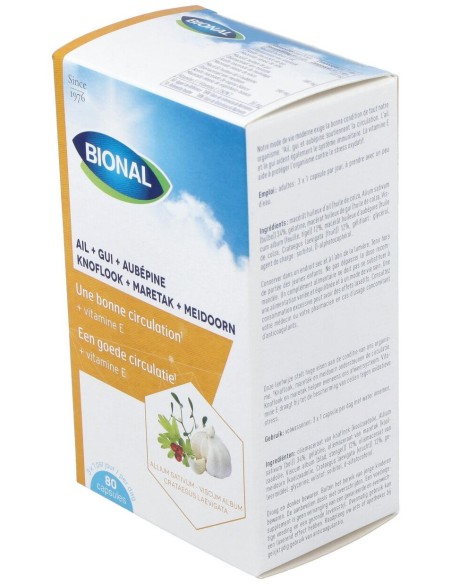Bional Ajo+Muérdago+Espino Blanco+Vitamina E 80 Cápsulas