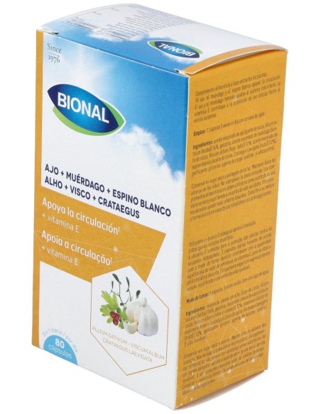 Bional Ajo+Muérdago+Espino Blanco+Vitamina E 80 Cápsulas