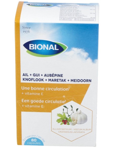 Bional Ajo+Muérdago+Espino Blanco+Vitamina E 80 Cápsulas
