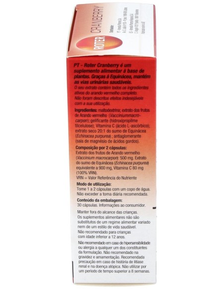 Roter Cranberry, 30 Cápsulas