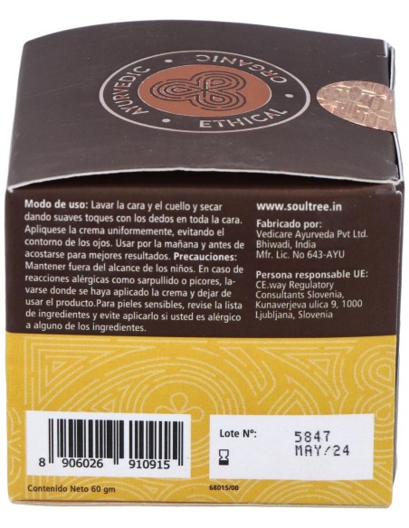 Crema Facial Regeneradora Curcuma Amla Bhrami 60Gr